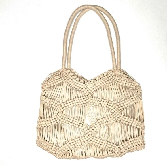 LONDON KAYE Woven Macrame Shoulder Tote Bag - Picture 4 of 16